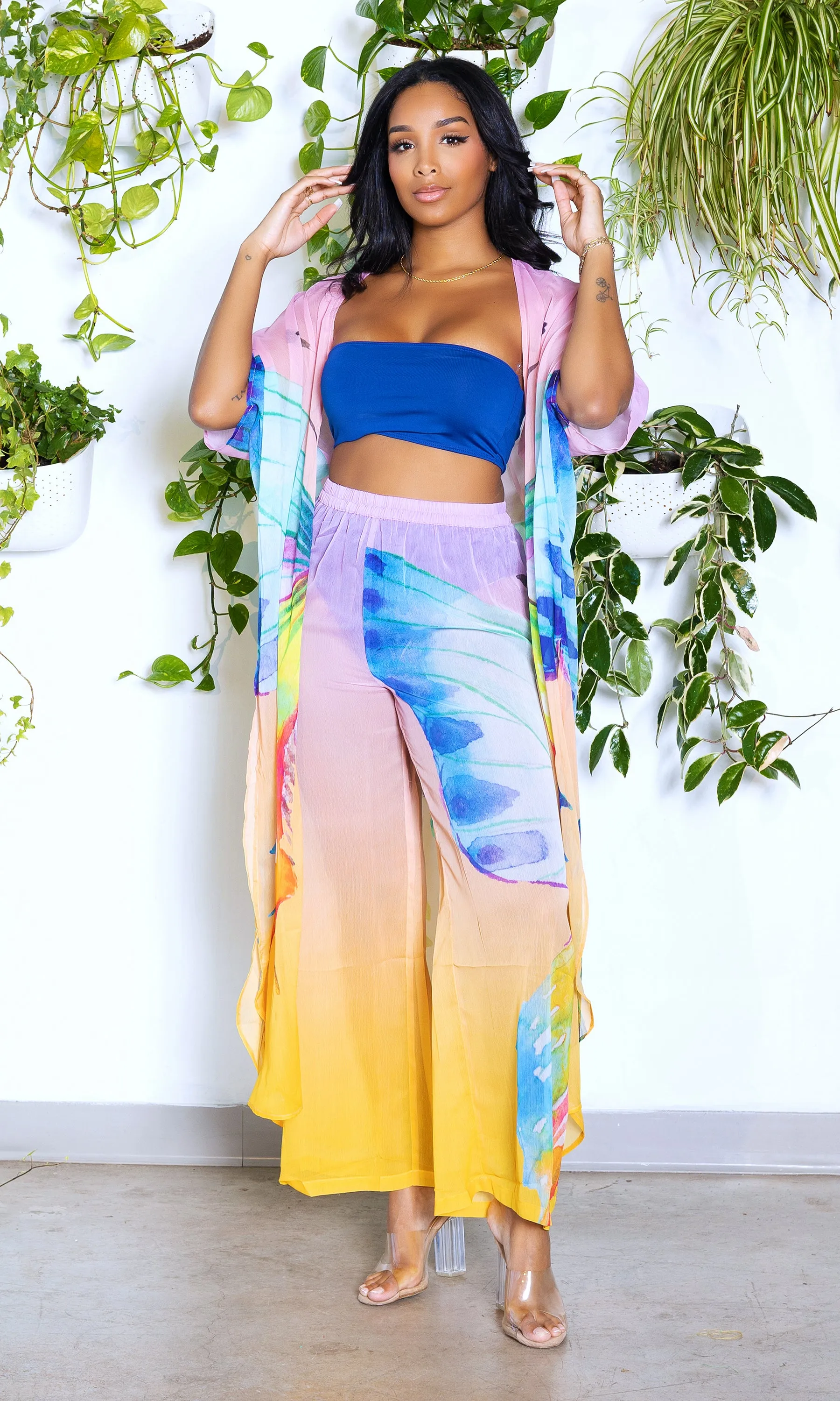 Rainbow Butterfly In Paradise | Kimono Pants Set FINAL SALE