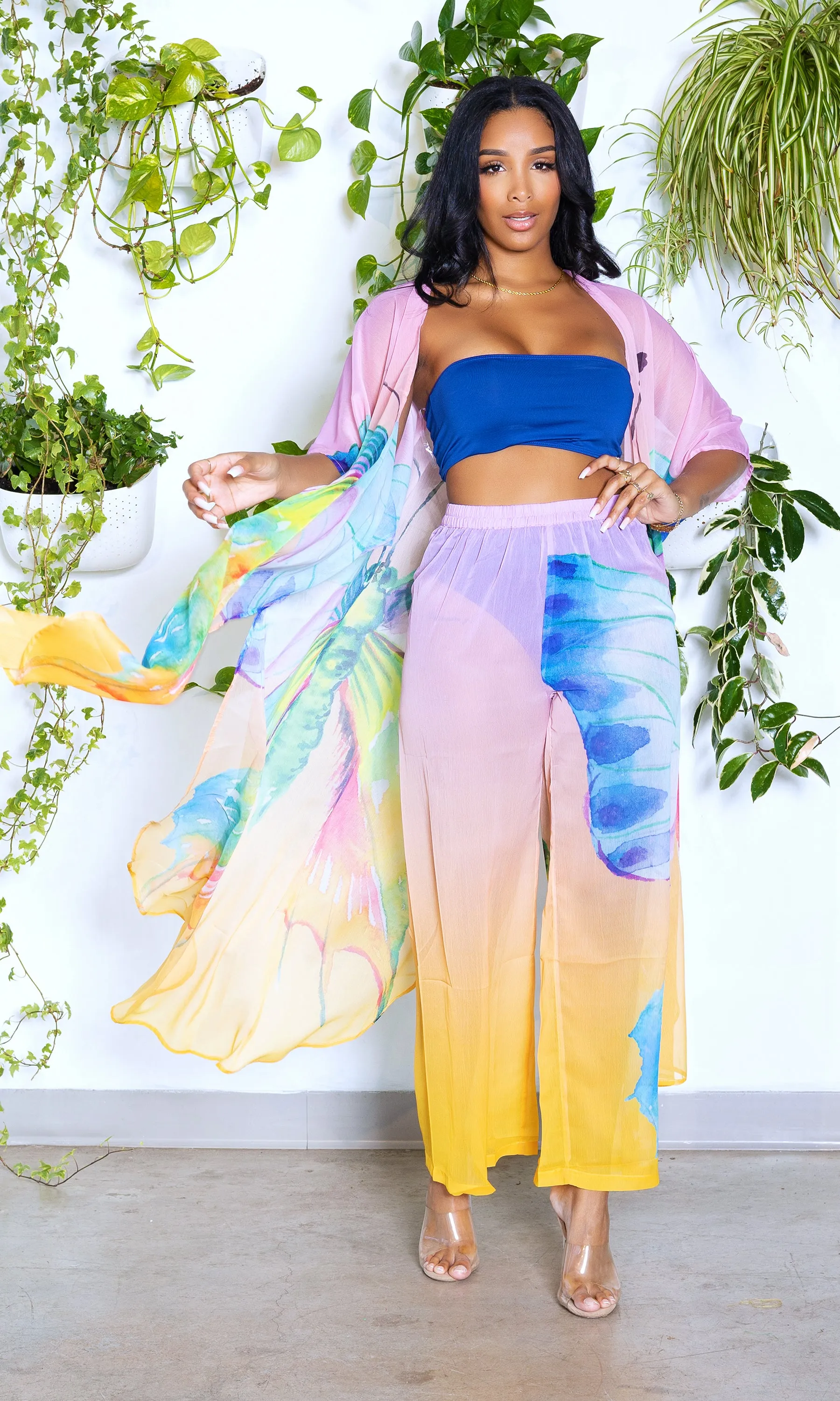 Rainbow Butterfly In Paradise | Kimono Pants Set FINAL SALE