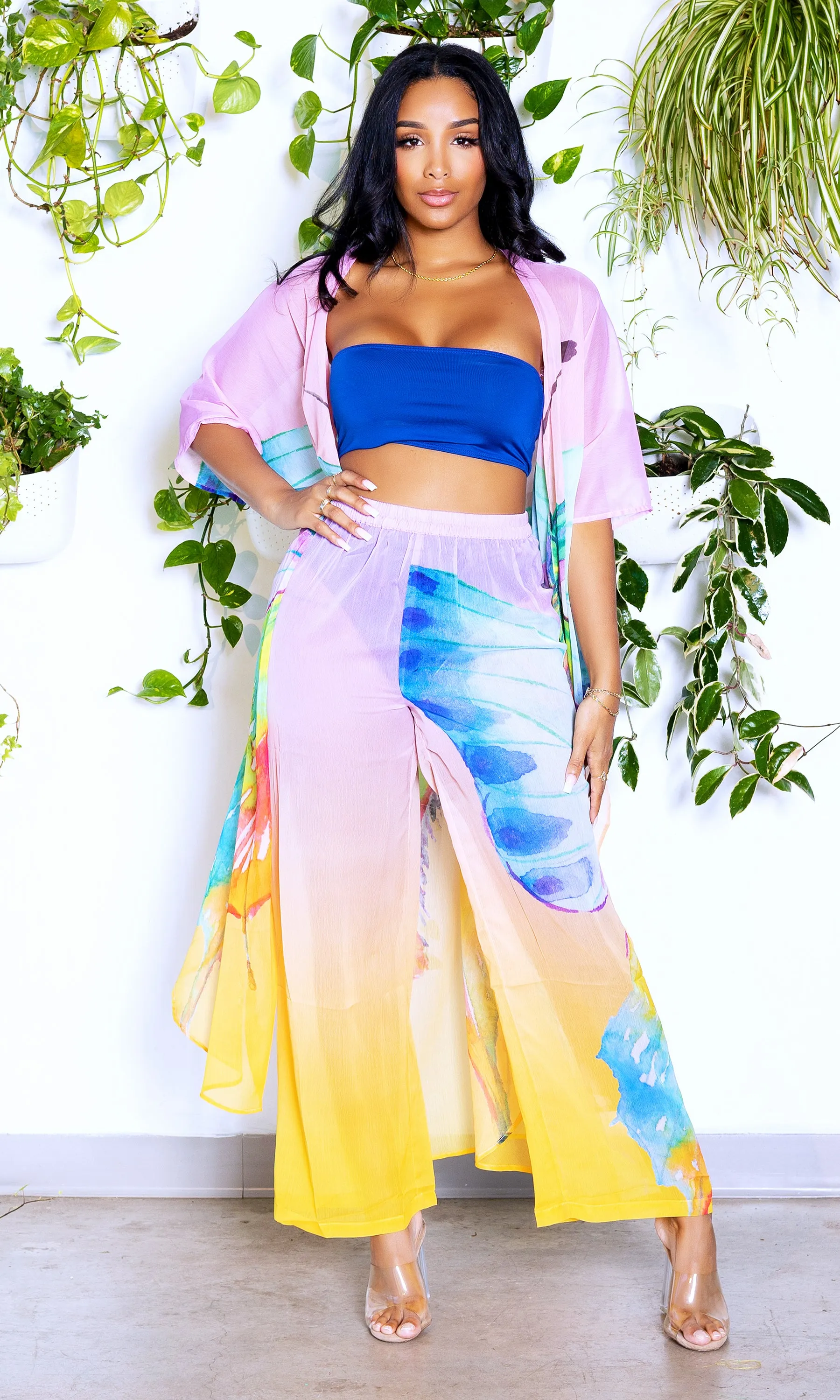 Rainbow Butterfly In Paradise | Kimono Pants Set FINAL SALE