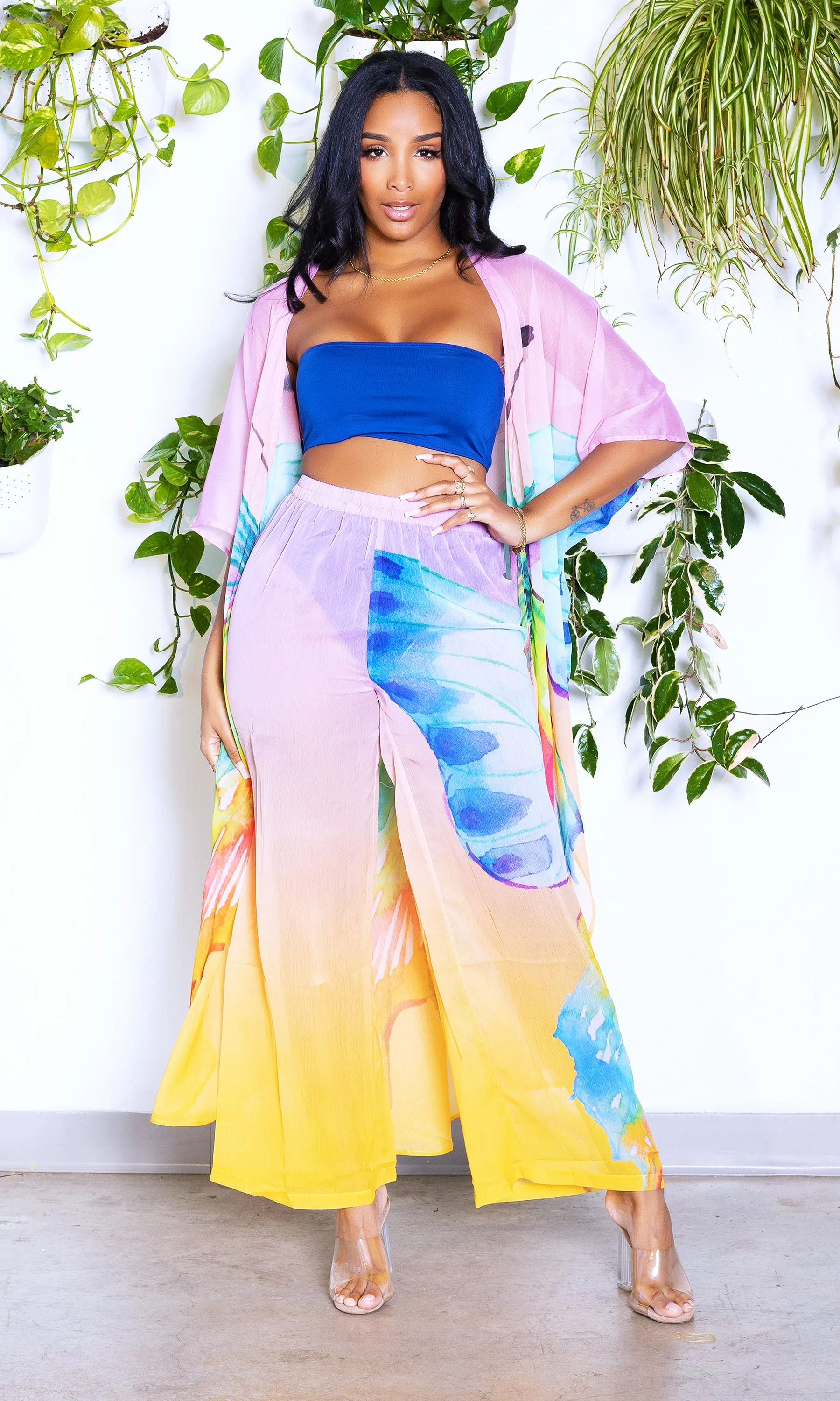 Rainbow Butterfly In Paradise | Kimono Pants Set FINAL SALE