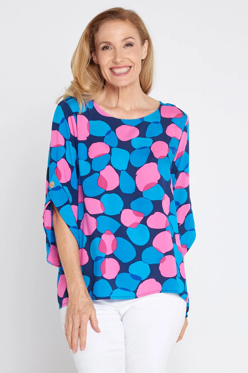 Raven Top - Pink/Cobalt Spot