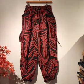 Red Black drawstring Elastic waist comfy pants