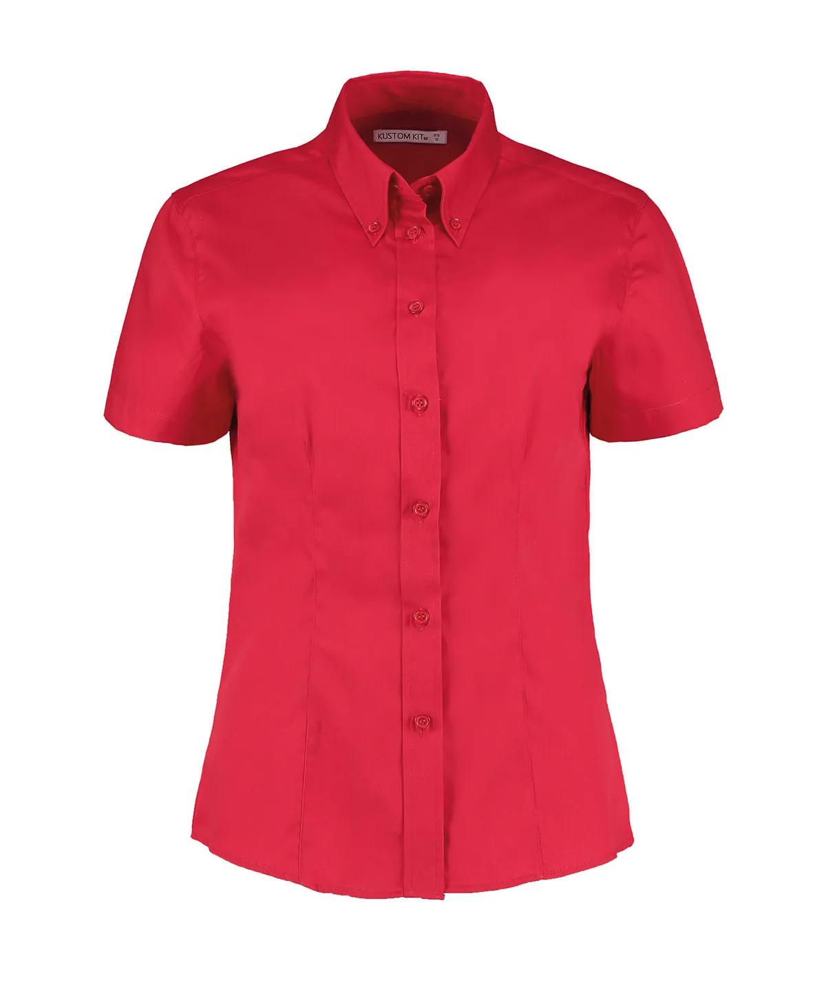 Red - Women's corporate Oxford blouse short-sleeved (tailored fit)