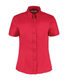 Red - Women's corporate Oxford blouse short-sleeved (tailored fit)