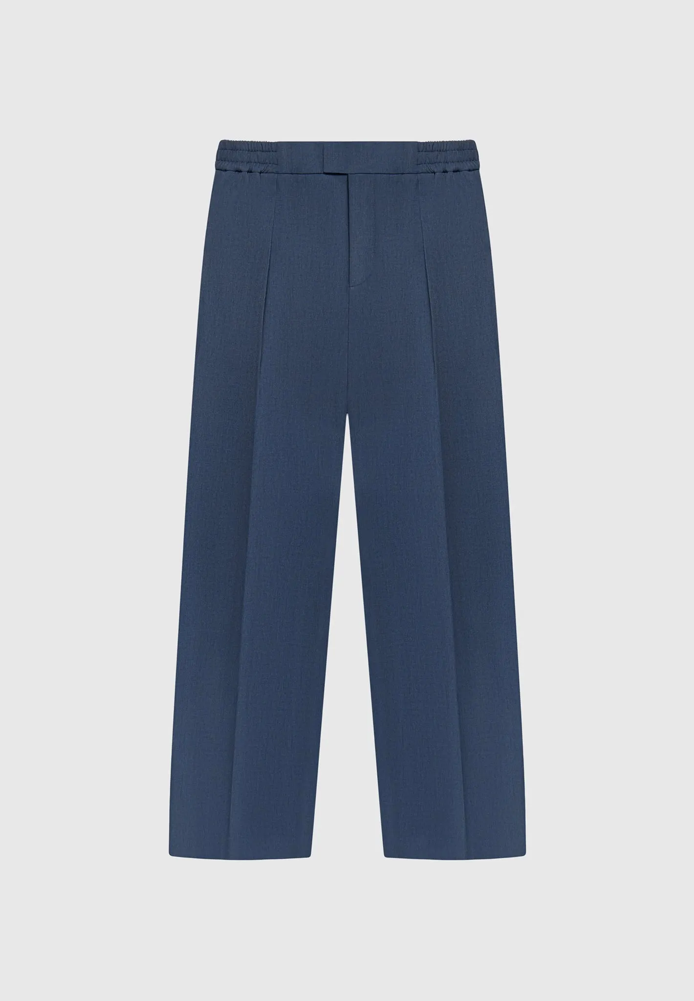 Relaxed Fit Hatched Pleated Tailored Trousers - Blue