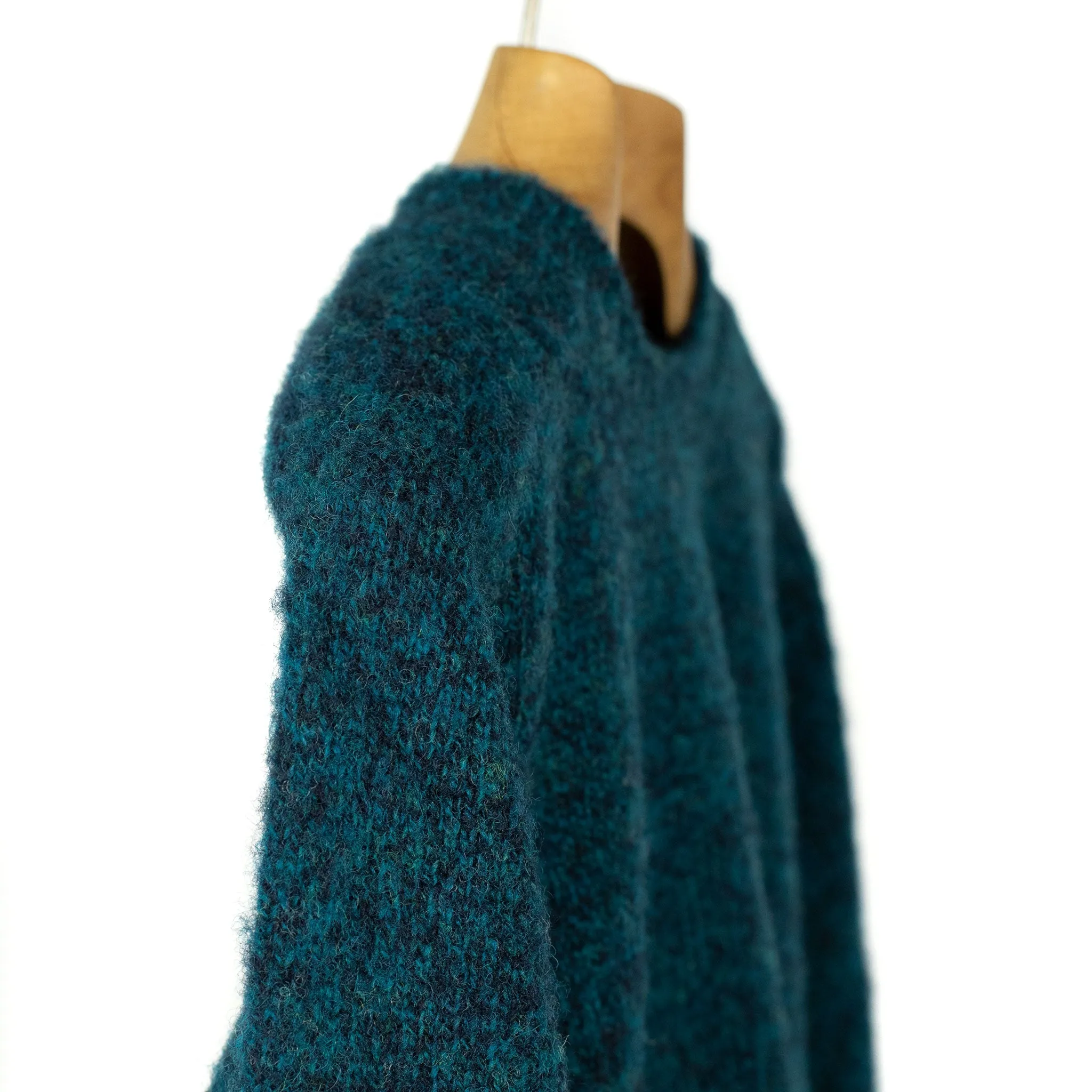 Shaggy brushed Shetland wool crewneck sweater, Dark Teal (restock)