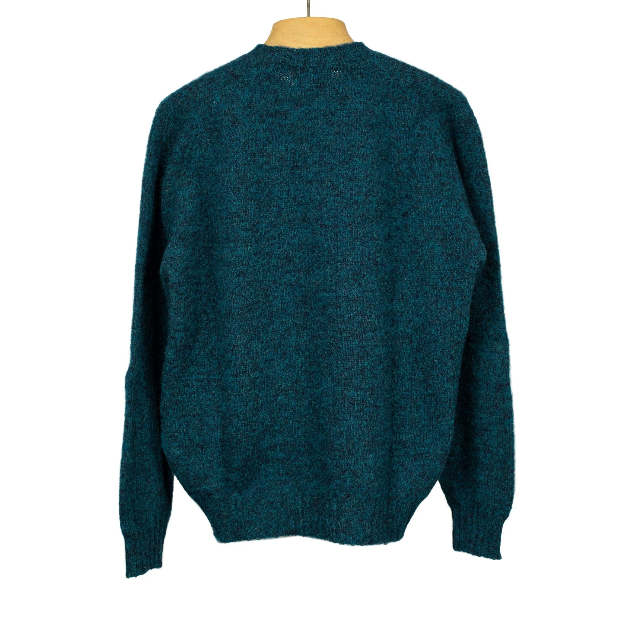 Shaggy brushed Shetland wool crewneck sweater, Dark Teal (restock)