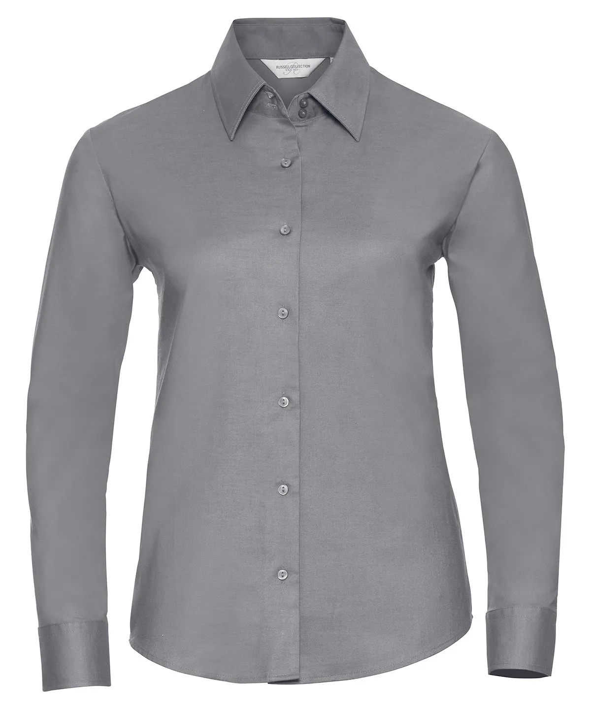 Silver - Women's long sleeve easycare Oxford shirt