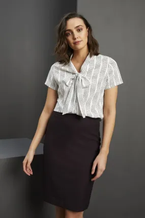 SJ037 - Tie Neck Blouse - Wavy Spot