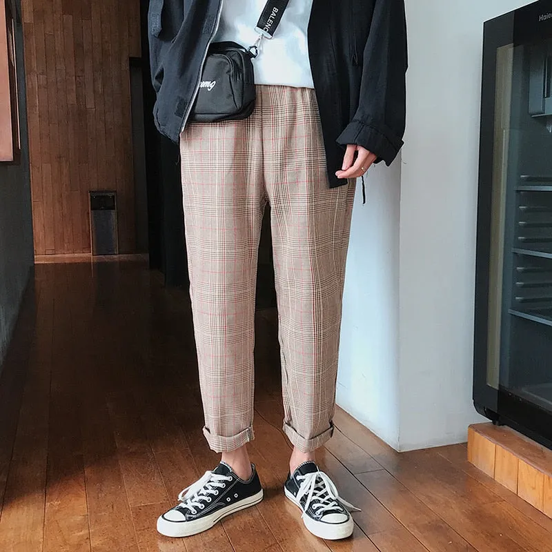 Slim Plaid Harajuku Streetwear Jogger Harem Pants