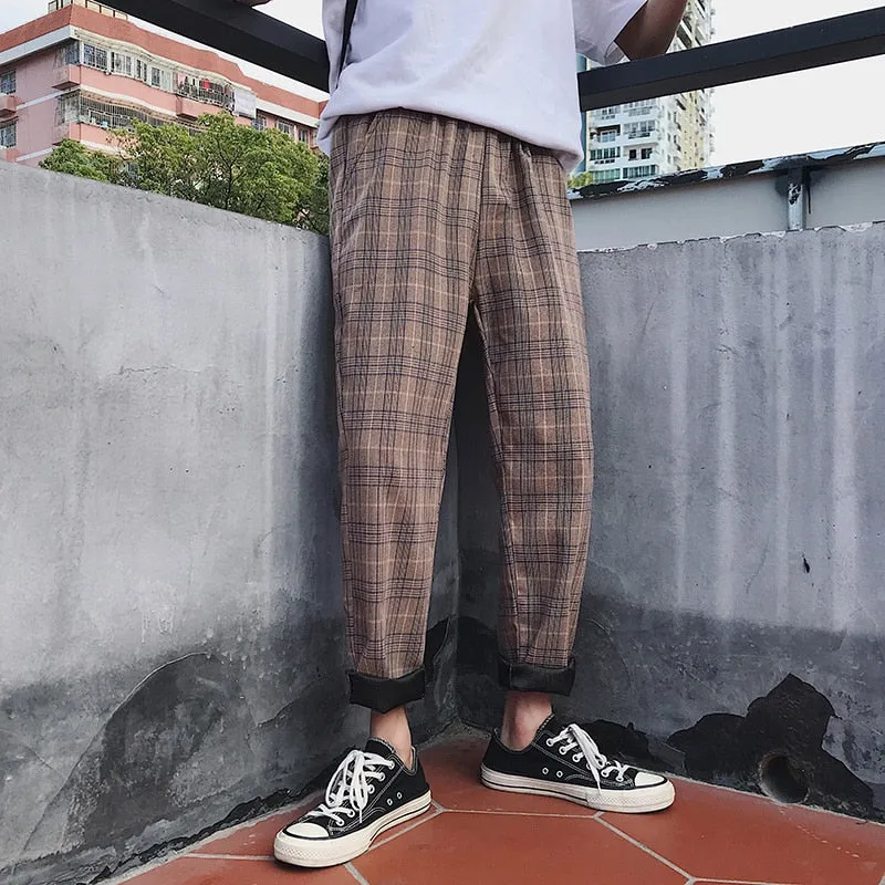 Slim Plaid Harajuku Streetwear Jogger Harem Pants