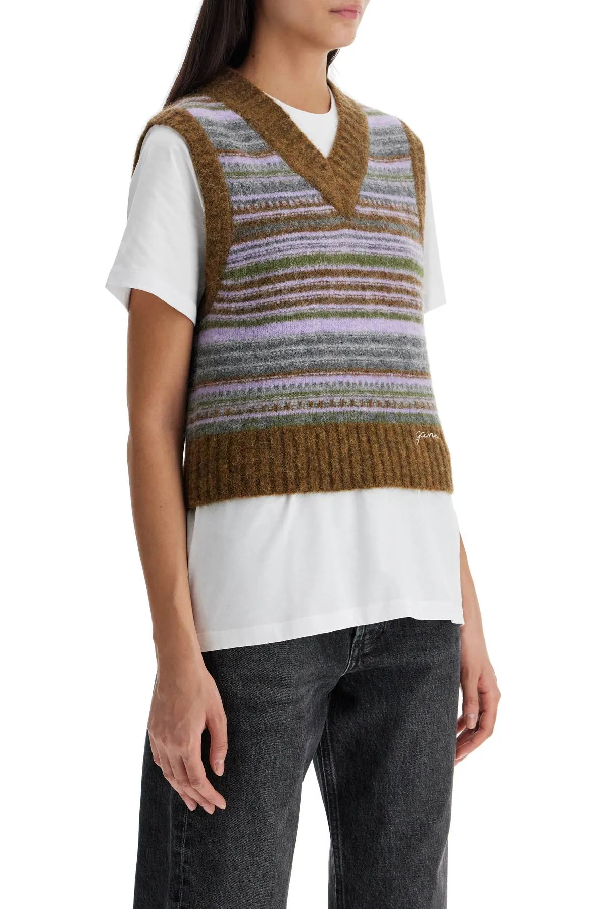 'SOFT STRIPED KNIT VEST WITH A COMFORTABLE