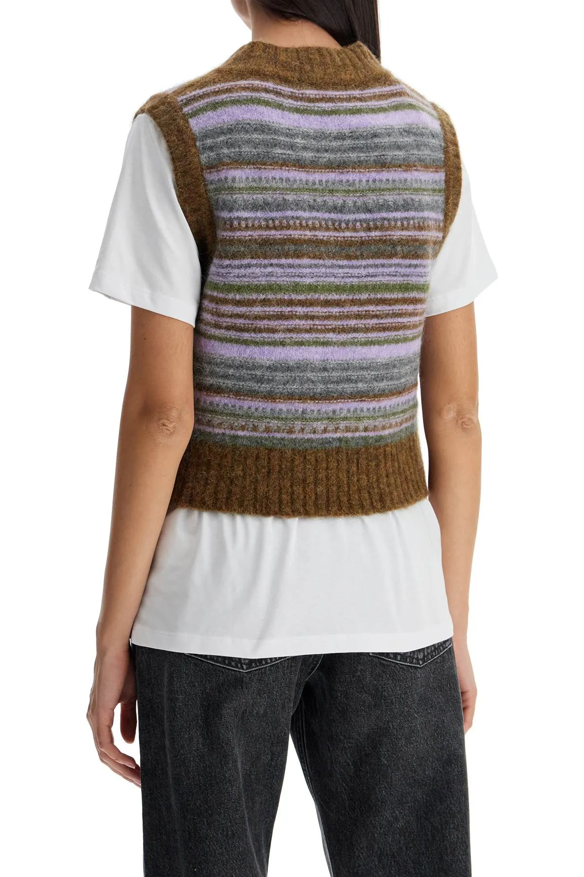 'SOFT STRIPED KNIT VEST WITH A COMFORTABLE