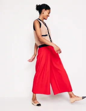 Tailored Cropped Trousers-Red