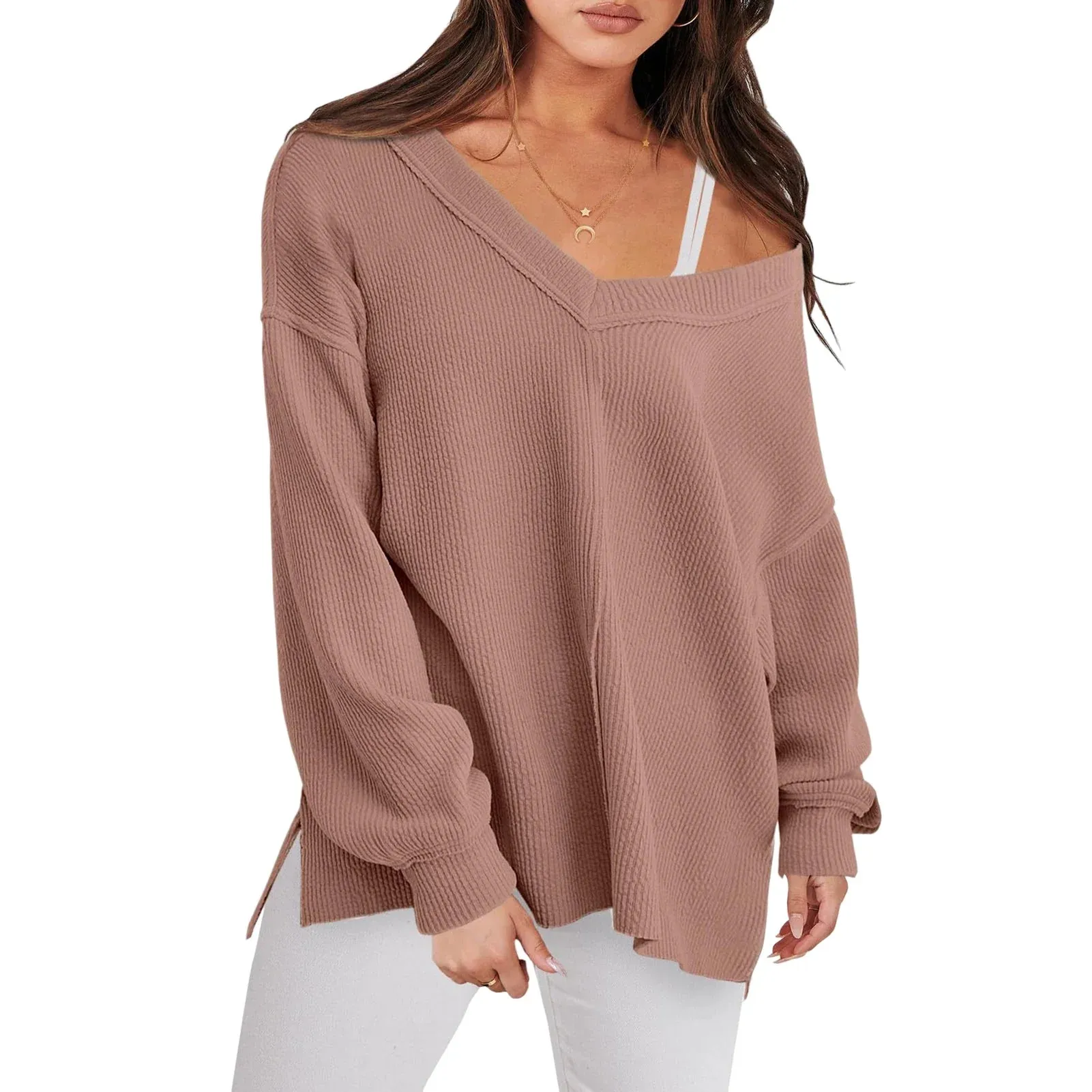 V-Neck Sweater in Oversized Fit for Comfortable Layering