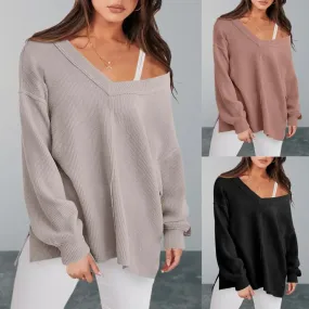 V-Neck Sweater in Oversized Fit for Comfortable Layering