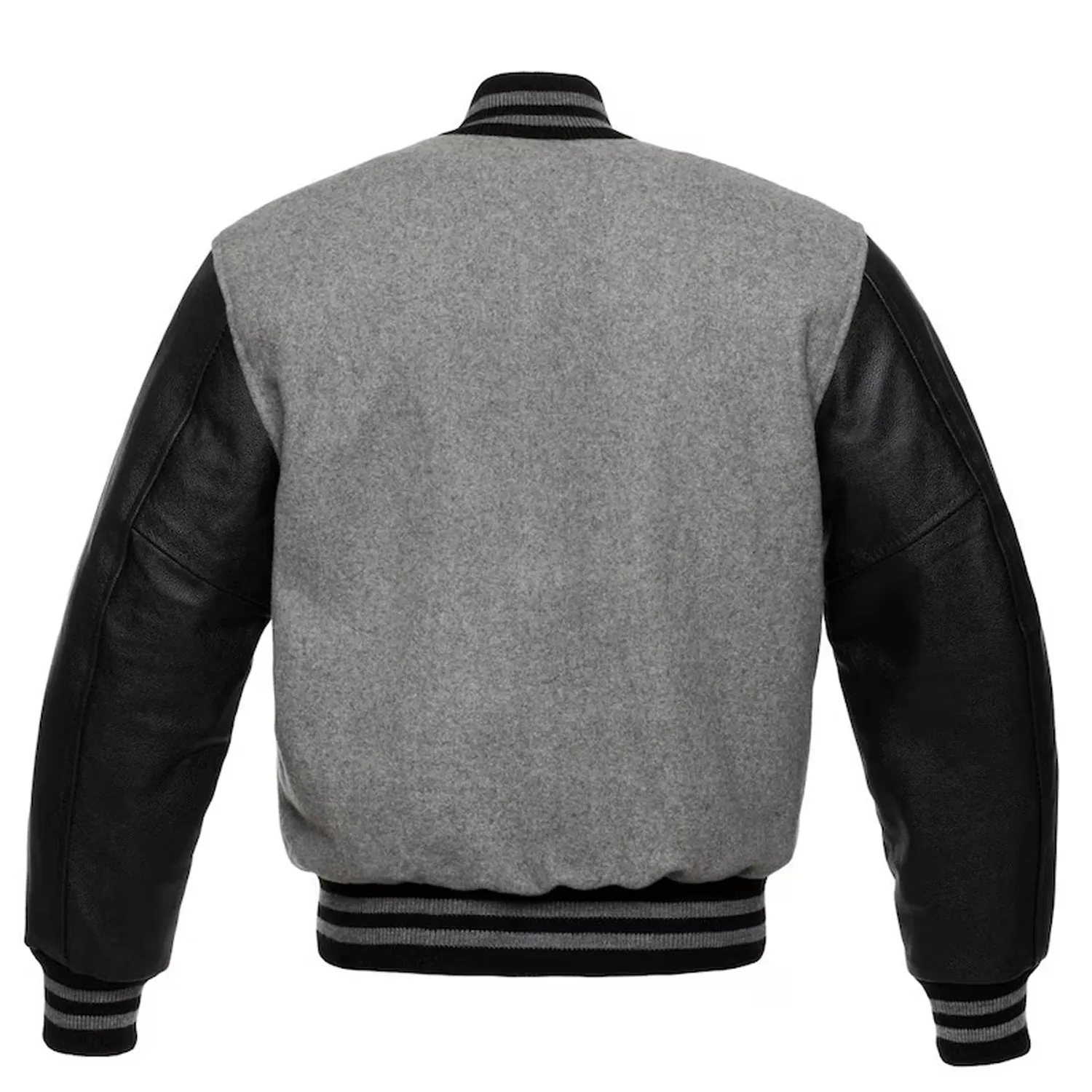 Warrior Gears Classic Hybrid Varsity Jacket for Kids, Toddler Letterman Bomber Jacket for Boys, Unisex Varsity Jacket Girls, Light Grey Pure Wool Body & Black Cowhide Leather Sleeves