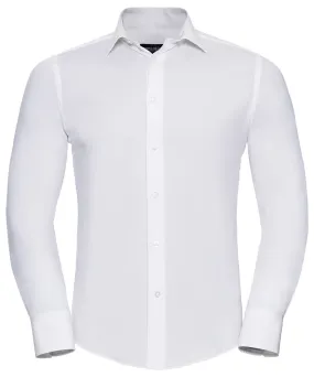 White - Long sleeve easycare fitted shirt