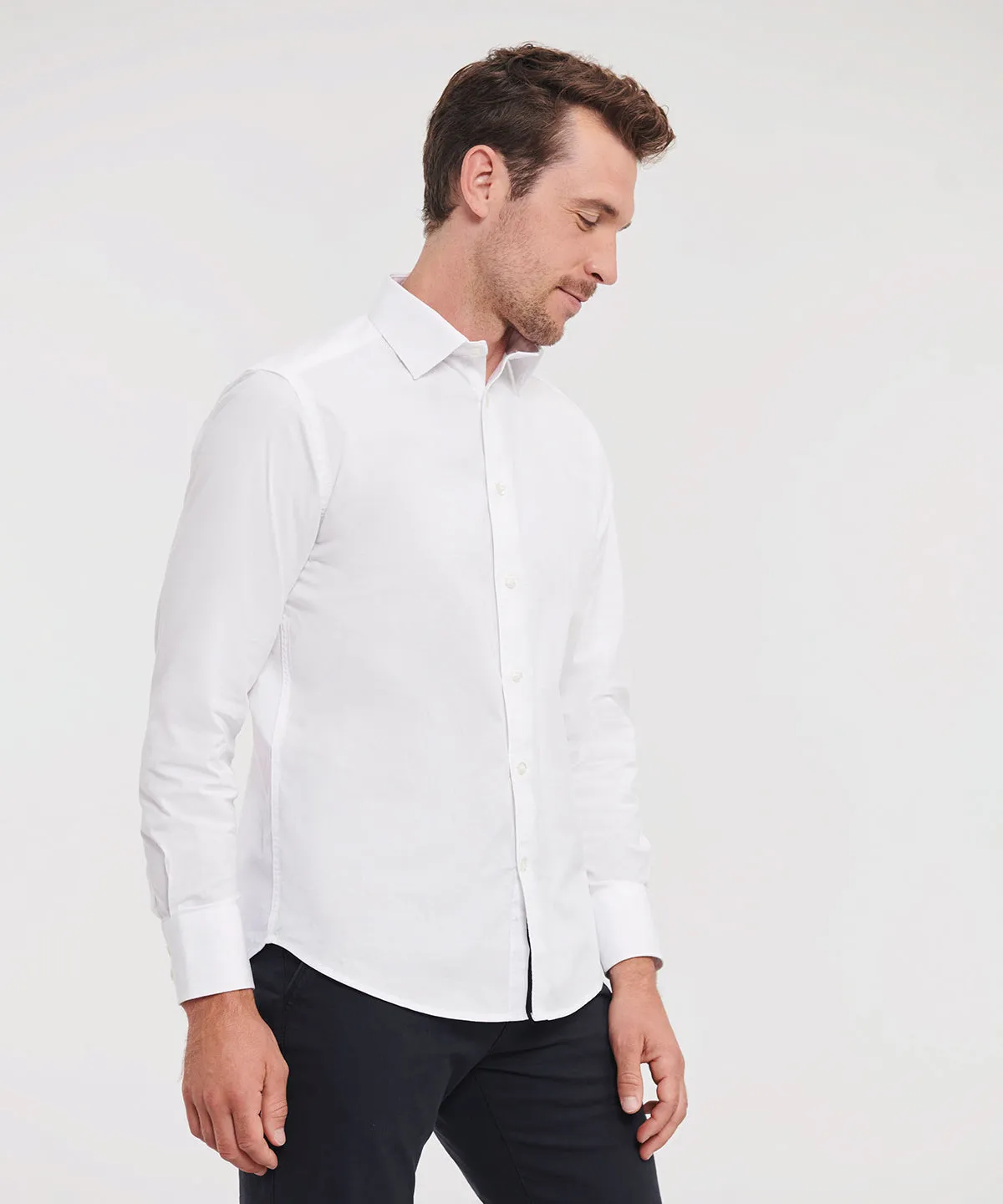 White - Long sleeve easycare fitted shirt