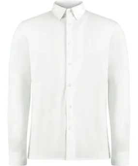 White - Long sleeve Superwash® 60° piqué shirt (tailored fit)