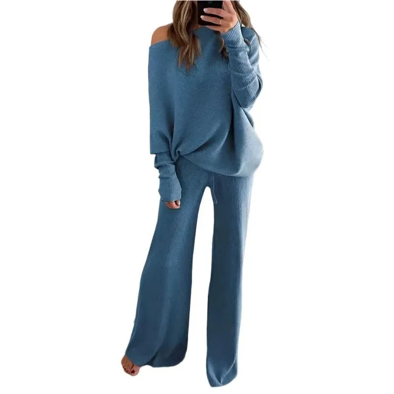 Women's Long-Sleeved Sweater and Trousers Two-Piece Suit - Chic & Comfortable Outfit Set