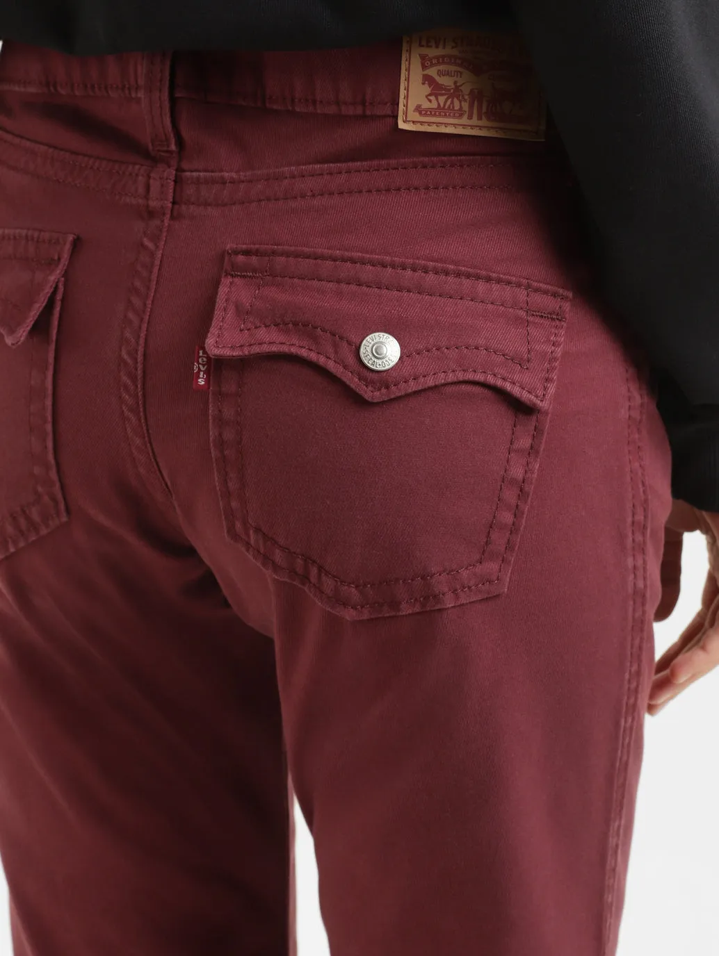 Women's Mid Rise Maroon Relaxed Fit Trousers